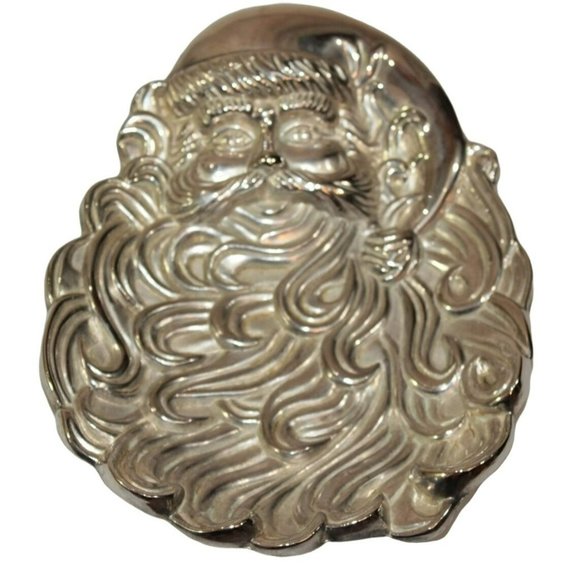 Santa Claus Cookie dish plate Christmas Trinket Candy International Silver - Picture 3 of 4